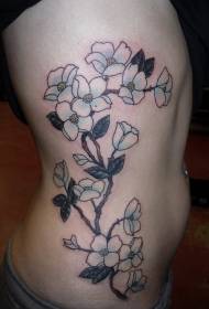 side rib lys farve 茱萸 blomst tatovering mønster