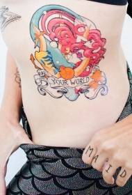 Taille schéine Cartoon Mermaid Elil a Flounder Tattoo Muster