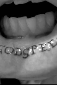 Lippen den ganzen Weg hinunter das englische Alphabet Tattoo-Muster