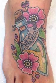 instep магија шише во боја со цвет шема на тетоважи