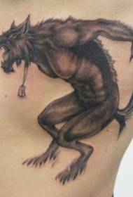 side ribs unique black gray fantasy roaring werewolf tattoo pattern  112234 - side rib black splash ink with alphanumeric tattoo pattern