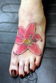 Patrón de tatuaje de lirio rosa intenso