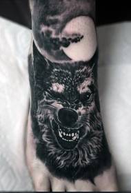 Накрийте злий татуювання голова вовка і місяць