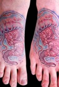 awọ ti o dara didara kekere ilana tatuu jellyfish
