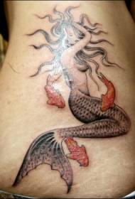 brokatowa syrenka w kolorze bocznym obraz tatuażu Squid