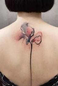 girl's back spine beautiful small fresh tattoo pattern