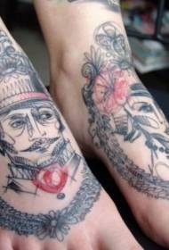 mænd og kvinder portræt linje tatovering mønster på vristen