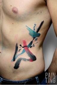 male waist side Watercolor style tattoo pattern