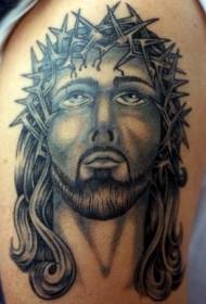 Malneta lernejo Jesuo portreto tatuaje ŝablono 111479 - Angry Viking Warrior Portrait Tattoo Pattern