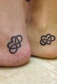 foot simple love letter tattoo pattern