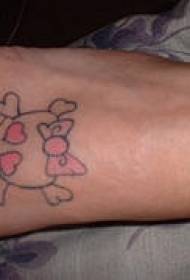 instep color cartoon Hello Kitty tattoo pattern