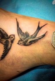 two beautiful swallows instep tattoo pattern