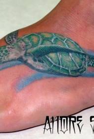 beautiful colored turtle Instep tattoo pattern