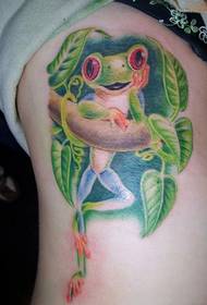 djevojke bočna rebra na slici slatke žabe tetovaža
