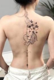 18 girls back sexy cervical spine tattoo pattern