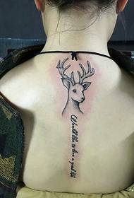 Jelen s jelena i engleski u kombinaciji slike tetovaža vratnih kralježaka