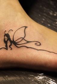 elegants elfu melnas pēdas tetovējuma raksts