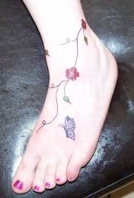Beautiful Butterfly Stroke Tattoo Pattern on the Instep