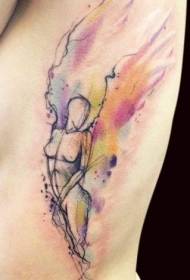 costelles laterals bell aquarell patró de tatuatge femení