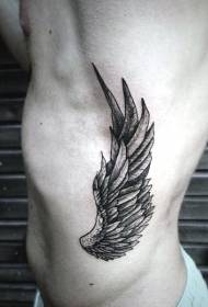 side rib black fantasy wing tattoo pattern