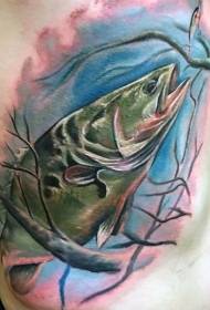 Taille Seite Großbuchstaben Farbe Farbe seltsame Fisch Tattoo-Muster