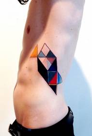 gizonezkoen gerrian aldean akuarela kolore tatuaje geometrikoa