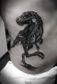 Бічне ребро чорної точки татуювання скелета динозавра