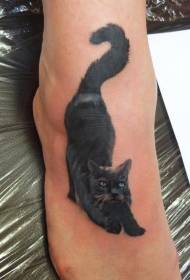 Relaxed Black Cat Instep Tattoo Patroon