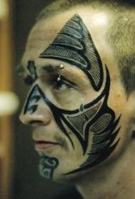 men's face triangle tribal tattoo pattern