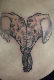 medium-sized point thorn elephant couple tattoo pattern