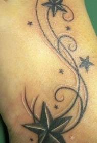 podnožje crne i bijele zvijezde tetovaža s petokrakom uzorak 112957 noga siva mali svježi uzorak maslačka tetovaža
