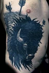 costela lateral nova escola preto bisonte seta tatuagem padrão