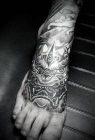 Hoʻonohonoho ʻia nā leona Instep Asian style fantasy tattoo pattern