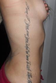 ženski struk strana crni engleski uzorak tetovaža