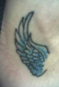 脚踝蓝色小翅膀纹身图案