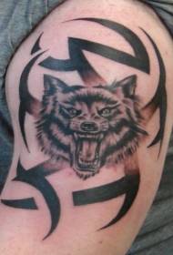 kamay nagagalit Wolf head at tribal totem tattoo pattern