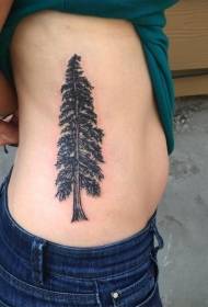 waist side realistic black pine tattoo pattern