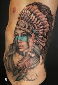 waist Side color modern traditional style sexy woman tattoo
