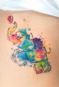 side rib fun watercolor style elephant tattoo pattern