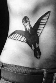 abdominal black fun Bird tattoo pattern