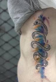 side ribs pretty snake color tattoo pattern