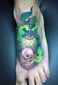 instep cute cartoon monster acorn tattoo pattern