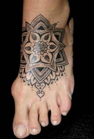 male instep black sacred totem tattoo pattern