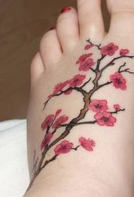 beautiful delicate pink cherry tattoo pattern on the back