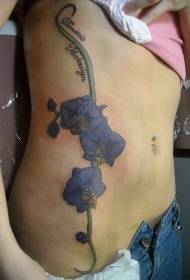 струк бочна боја пурпурна орхидеја Цвјетни узорак тетоваже
