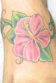 Instep colored hibiscus tattoo pattern