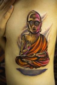 Vidukļa pusē interesants hindu stila Budas tetovējums