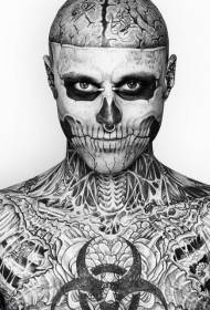 Men's Full Body Muscle Skeleton Artwork Tattoo Pattern
