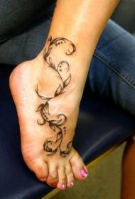 instep elegant vine tattoo pattern