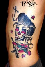 waist side color old schoolskull Tattoo picture